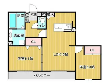 シャルムソレイユIII番館(2LDK/1階)の間取り写真