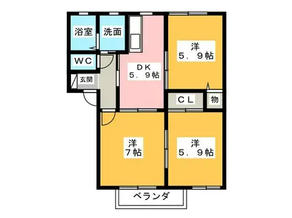 サングリーンオオタ B(3K/2階)の間取り写真