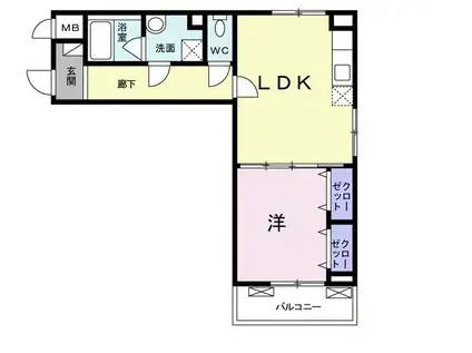 ヴェロ プレーヌ(1LDK/2階)の間取り写真