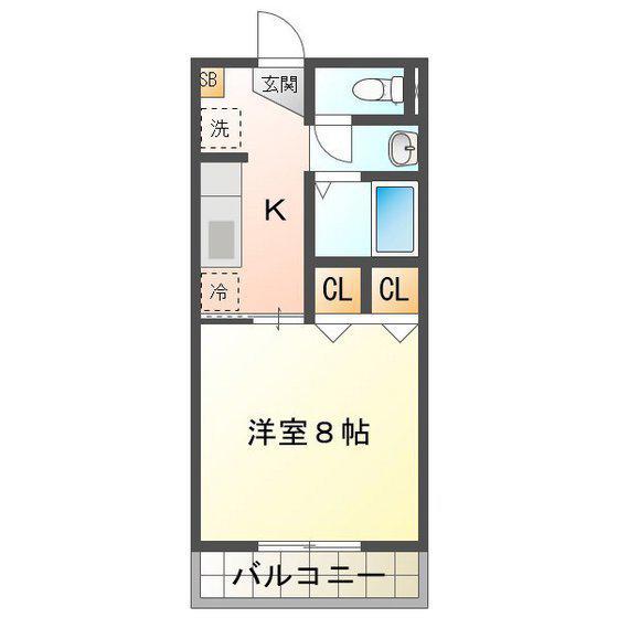 BONHEUR(1K/1階)の間取り写真