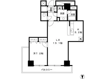 パシフィックロイヤルコートみなとみらい アーバンタワー(1LDK/16階)の間取り写真