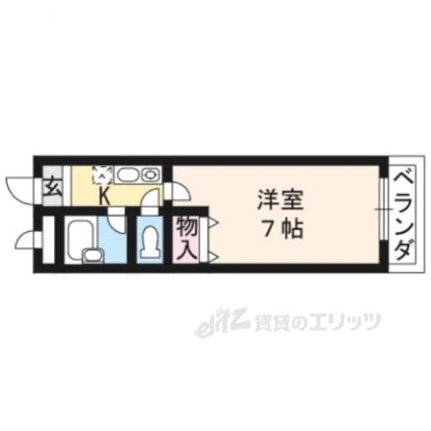 ヴィルヌーブ(1K/2階)の間取り写真