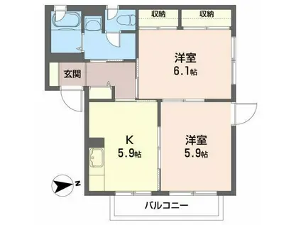 アーバンストリートD(2K/1階)の間取り写真