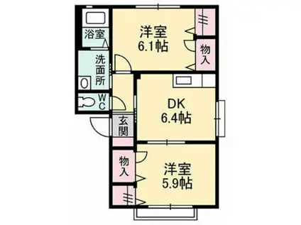 シャーメゾンよしだII(2DK/2階)の間取り写真