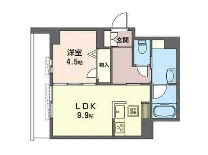 プライム・ワン(1LDK/1階)の間取り写真