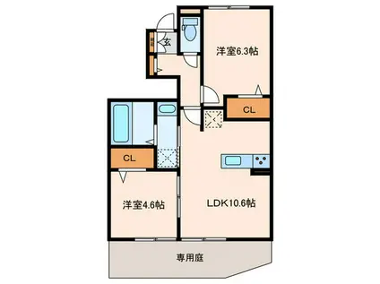 アルコバレーノVIII(2LDK/1階)の間取り写真