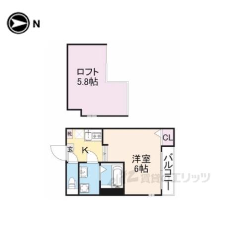 ハーモニーテラス景勝町2(1K/1階)の間取り写真