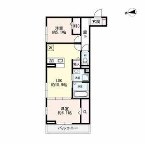 D-ROOM名駅F棟(2LDK/2階)の間取り写真