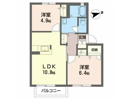 シティハイツABEII(2LDK/2階)の間取り写真