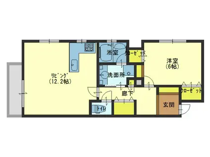 アーデン上本町(1LDK/2階)の間取り写真