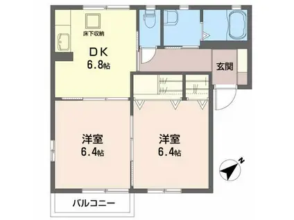 フレサ二番館(2DK/1階)の間取り写真