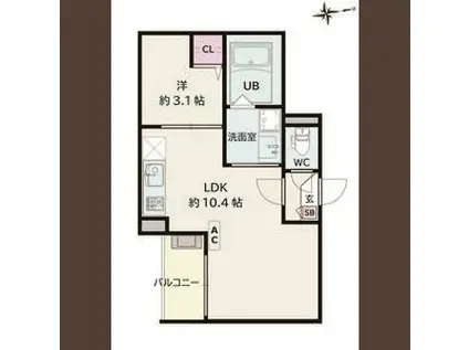 JACK KORAKUII(1LDK/3階)の間取り写真