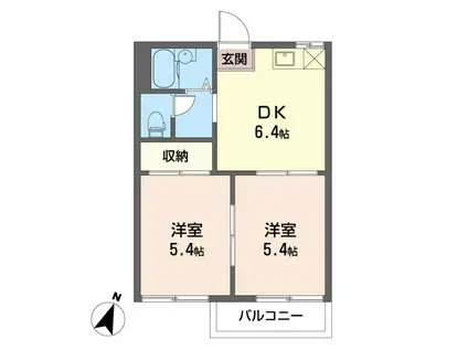 タウニー江南(2DK/2階)の間取り写真