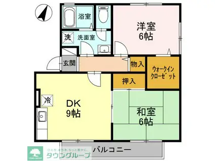 セントラルハイムB(2DK/1階)の間取り写真