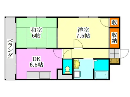 メゾンミカド(2DK/3階)の間取り写真