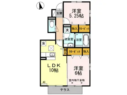 グランドゥール(2LDK/1階)の間取り写真