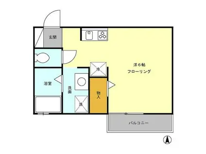 メゾンソレイユ(1K/1階)の間取り写真