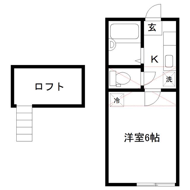 ロフティ千代田町A棟(1K/2階)の間取り写真