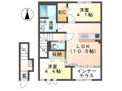 ヴィオス(2LDK/2階)の間取り写真