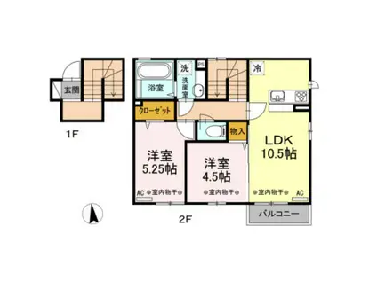 ブリエコリーヌC(2LDK/2階)の間取り写真