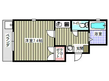 サクシードI(1K/2階)の間取り写真