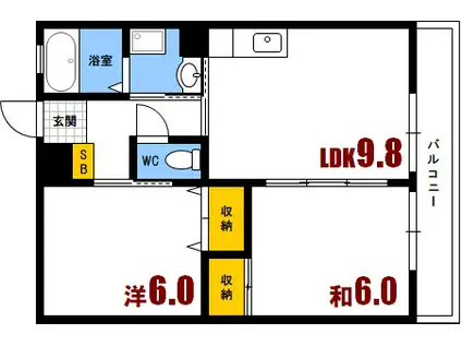 エスペラント岡田(2LDK/1階)の間取り写真