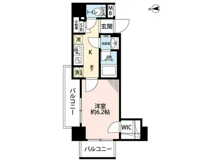 プレール・ドゥーク浜松町(1K/5階)の間取り写真