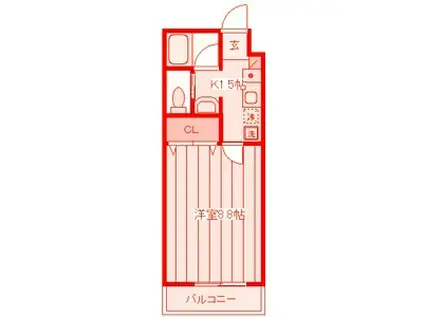 PALMCOVE湘南(1K/2階)の間取り写真