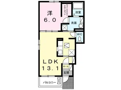 ラルーチェII(1LDK/1階)の間取り写真