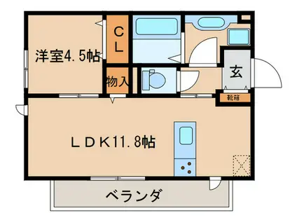 CHOUCHOUにおの浜(1LDK/3階)の間取り写真