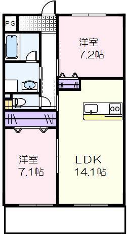 SUN CRYSTAL(2LDK/2階)の間取り写真