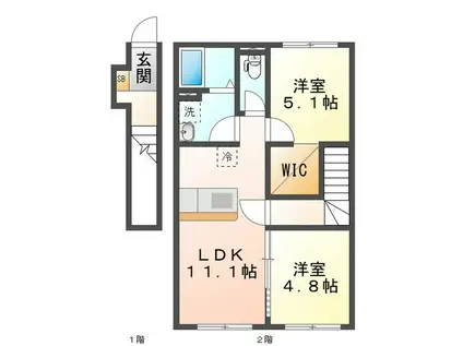津市久居野村町 工事(2LDK/2階)の間取り写真