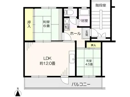 高洲第二団地(2LDK/3階)の間取り写真