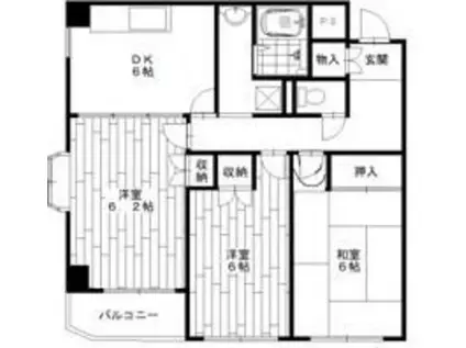 パレスフォンテーンI(3DK/2階)の間取り写真