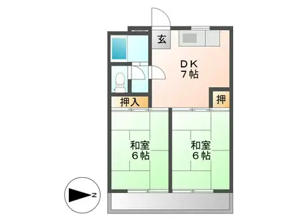 レジデンス成田(2DK/4階)の間取り写真