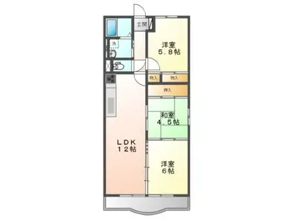 ハイツおひづか(3LDK/3階)の間取り写真