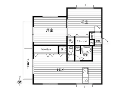 淡島マンション(2LDK/1階)の間取り写真