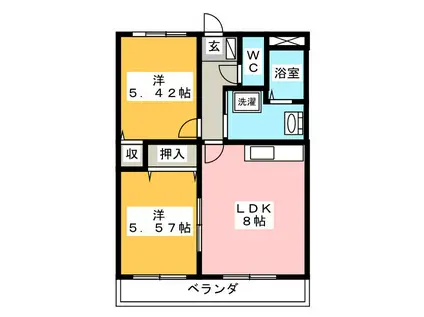 六条サンアルティア(2LDK/4階)の間取り写真