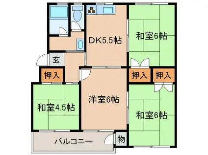 白川台南3号棟(4DK/5階)の間取り写真