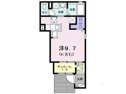 エスポワール(ワンルーム/1階)の間取り写真