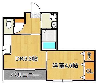 ロアーブル五番館(1DK/3階)の間取り写真