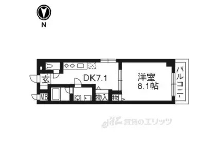 ラペルルエスト(1DK/1階)の間取り写真