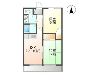 さつきハイツ B棟(2DK/1階)の間取り写真
