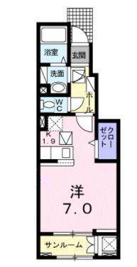 アネット大在A(ワンルーム/1階)の間取り写真