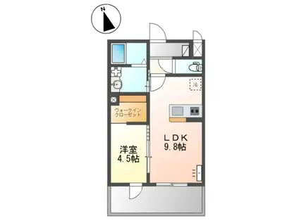 野口町長砂アパート(1LDK/2階)の間取り写真