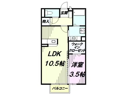 ボナールパークB(1LDK/1階)の間取り写真