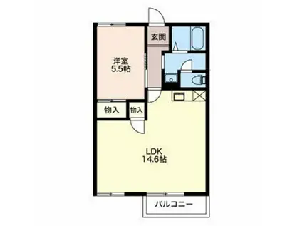 プロシードS III(1LDK/1階)の間取り写真