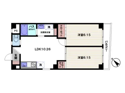 エクセル・パル(2LDK/4階)の間取り写真