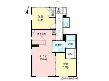 シャンティ  A棟(2LDK/1階)の間取り写真