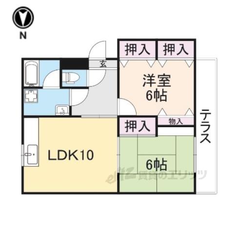 東英ハイツ2番館(2LDK/1階)の間取り写真